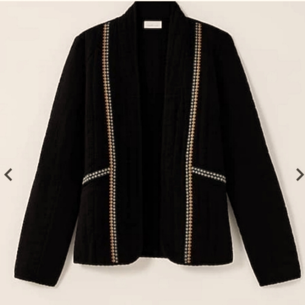 J. Jill Quilted Black Jacket with Embroidery BRAND NEW size large PURE JILL